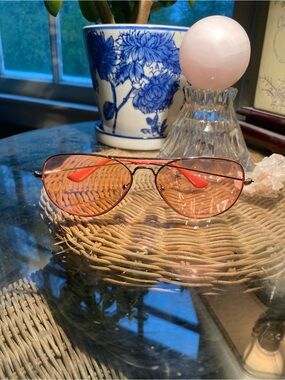 Caddis “Mabuhay”Pink Tinted Aviator 1.25 Readers with Gold Frame